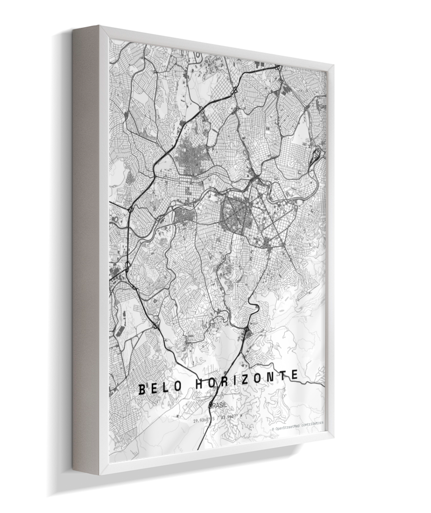 Quadro Mapa de Belo Horizonte - Vertical