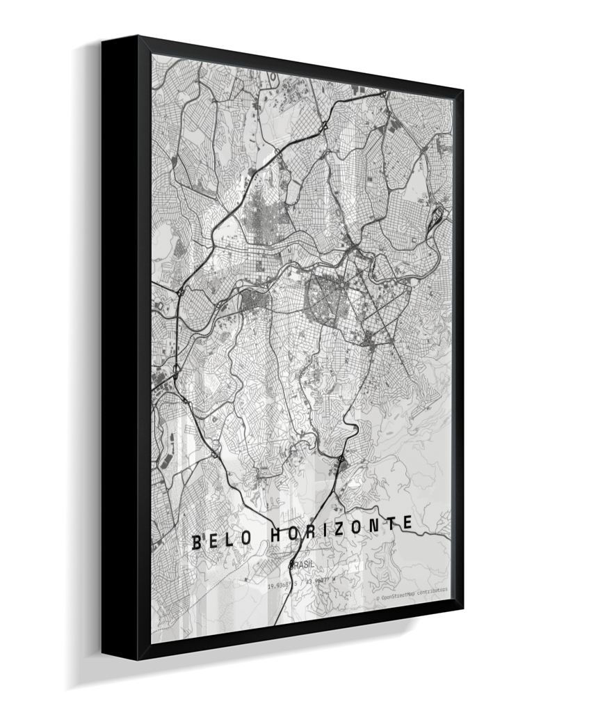 Quadro Mapa de Belo Horizonte - Vertical