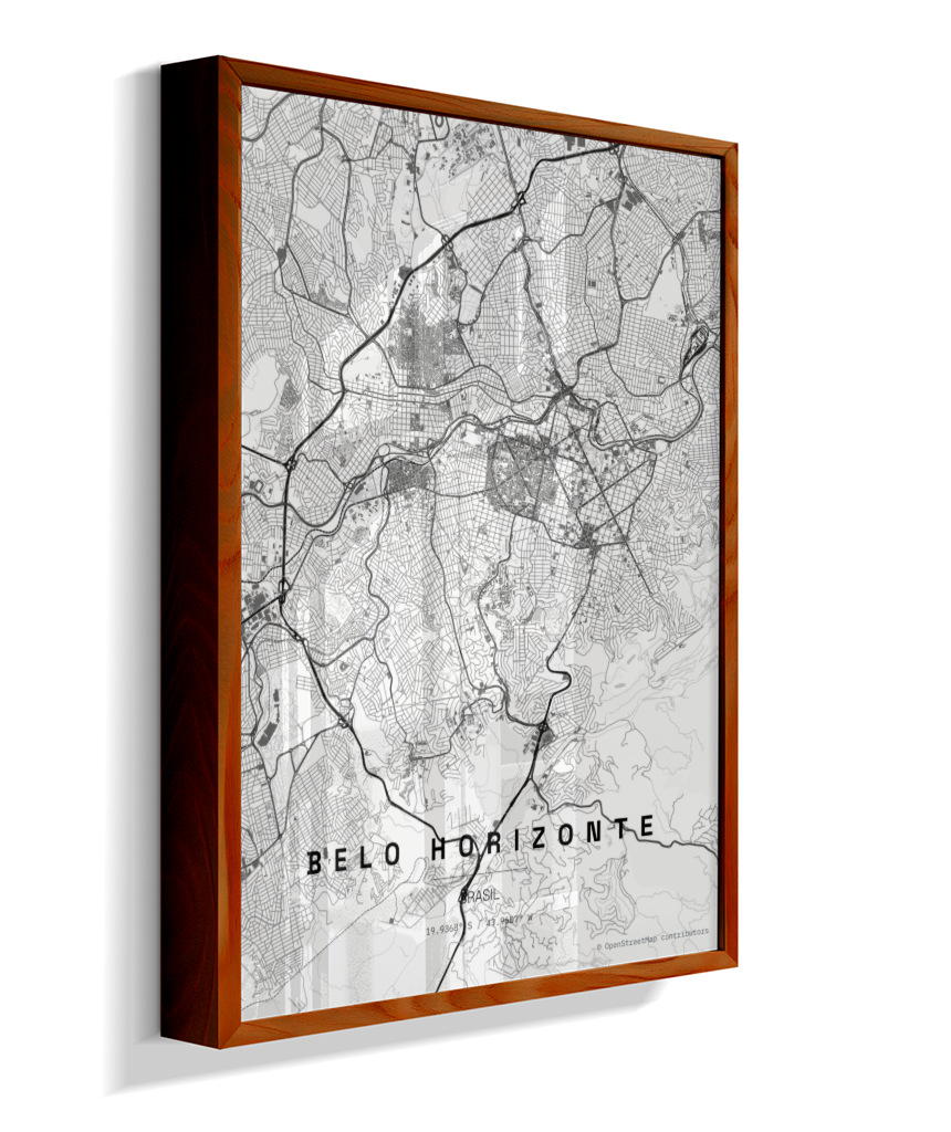 Quadro Mapa de Belo Horizonte - Vertical
