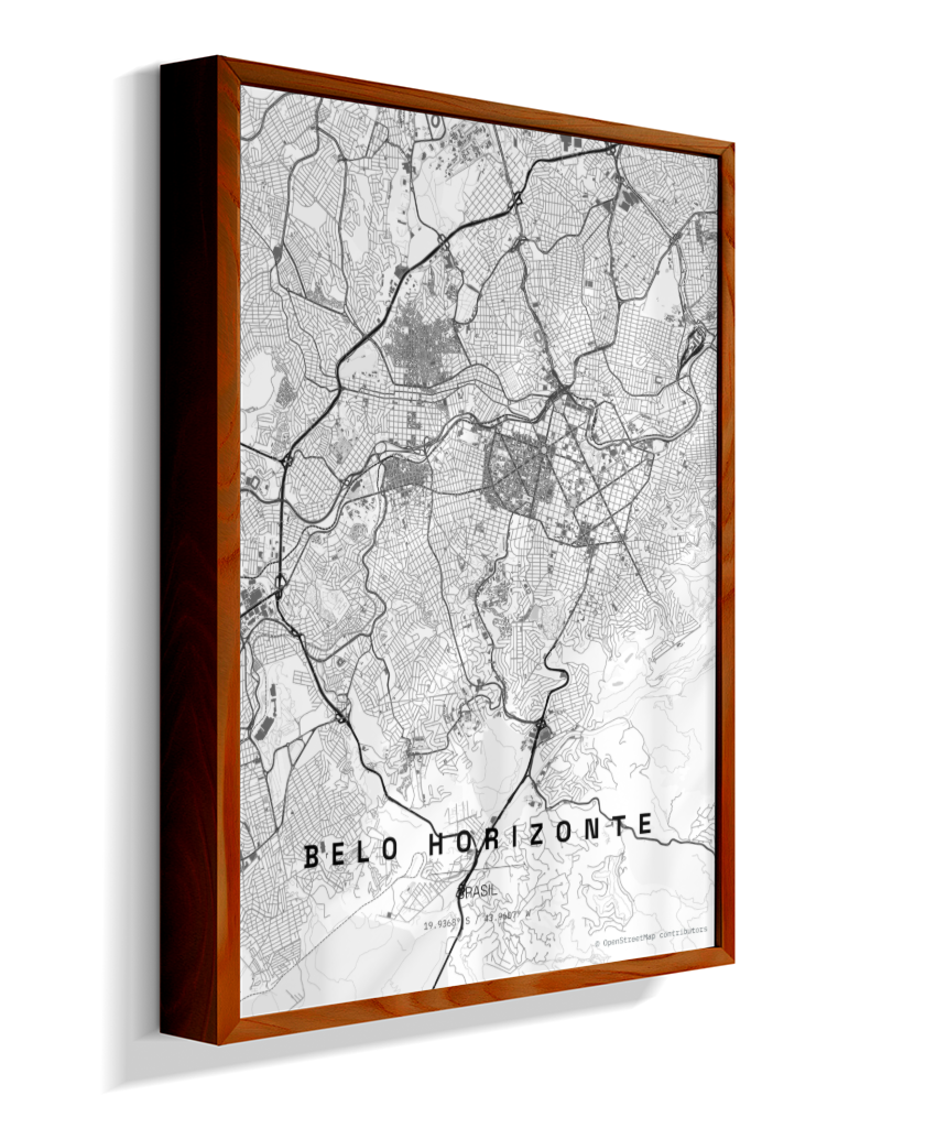 Quadro Mapa de Belo Horizonte - Vertical