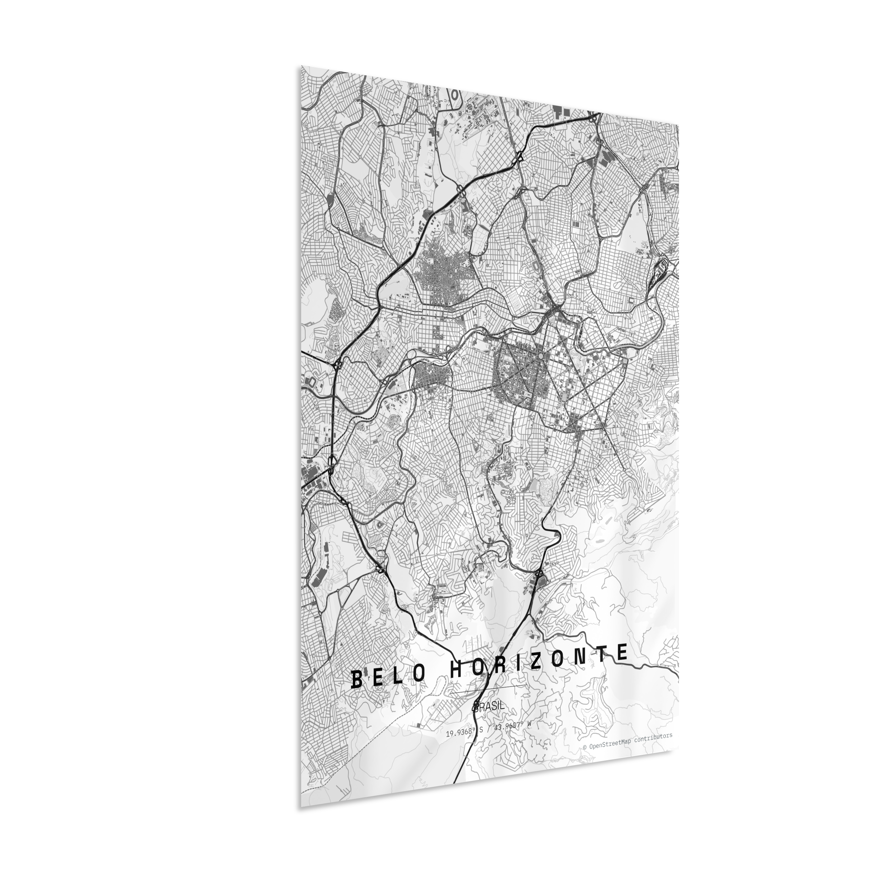 Quadro Mapa de Belo Horizonte - Vertical