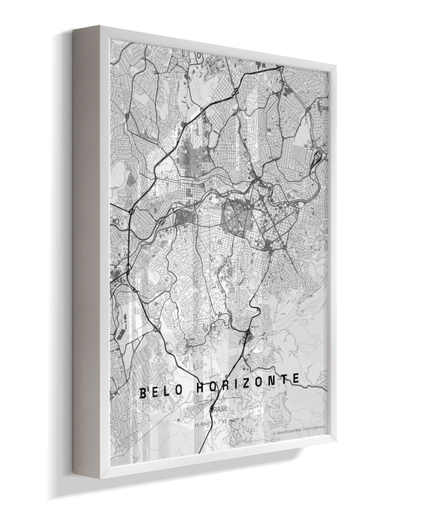 Quadro Mapa de Belo Horizonte - Vertical