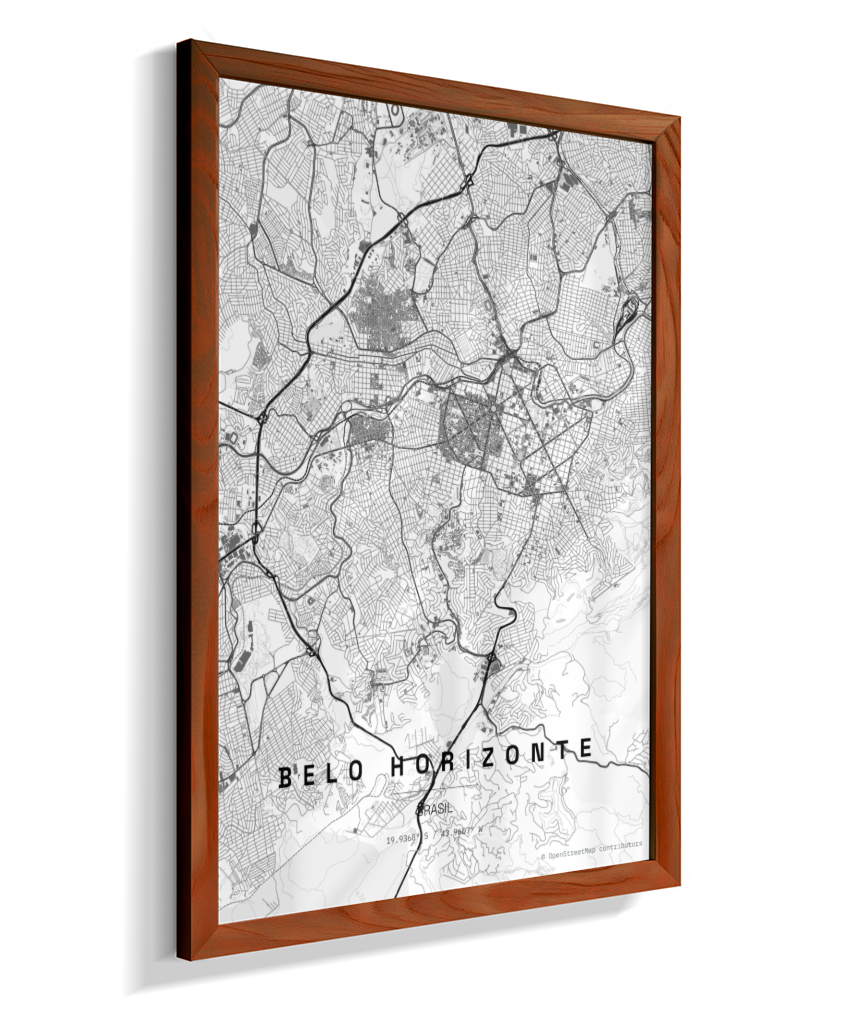 Quadro Mapa de Belo Horizonte - Vertical