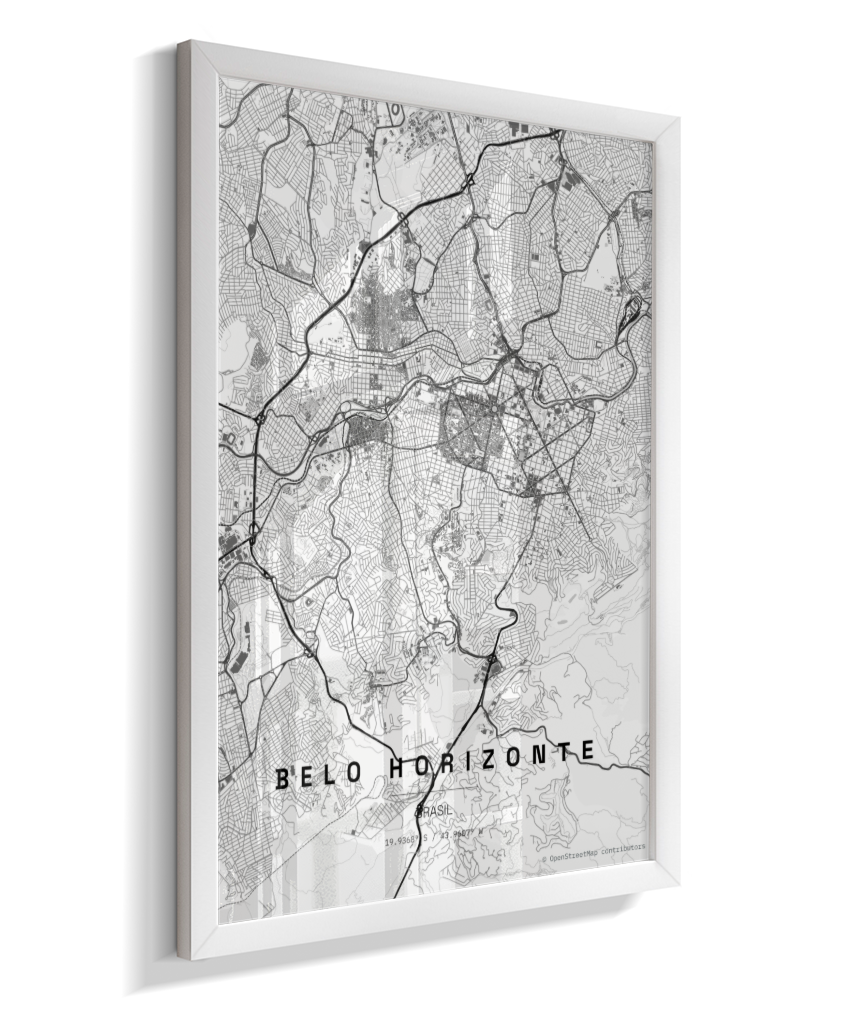 Quadro Mapa de Belo Horizonte - Vertical