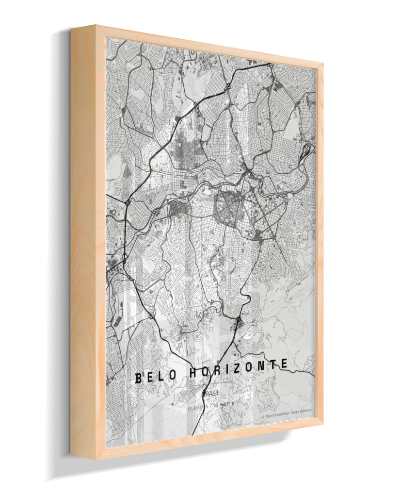 Quadro Mapa de Belo Horizonte - Vertical