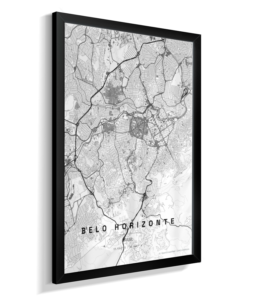 Quadro Mapa de Belo Horizonte - Vertical