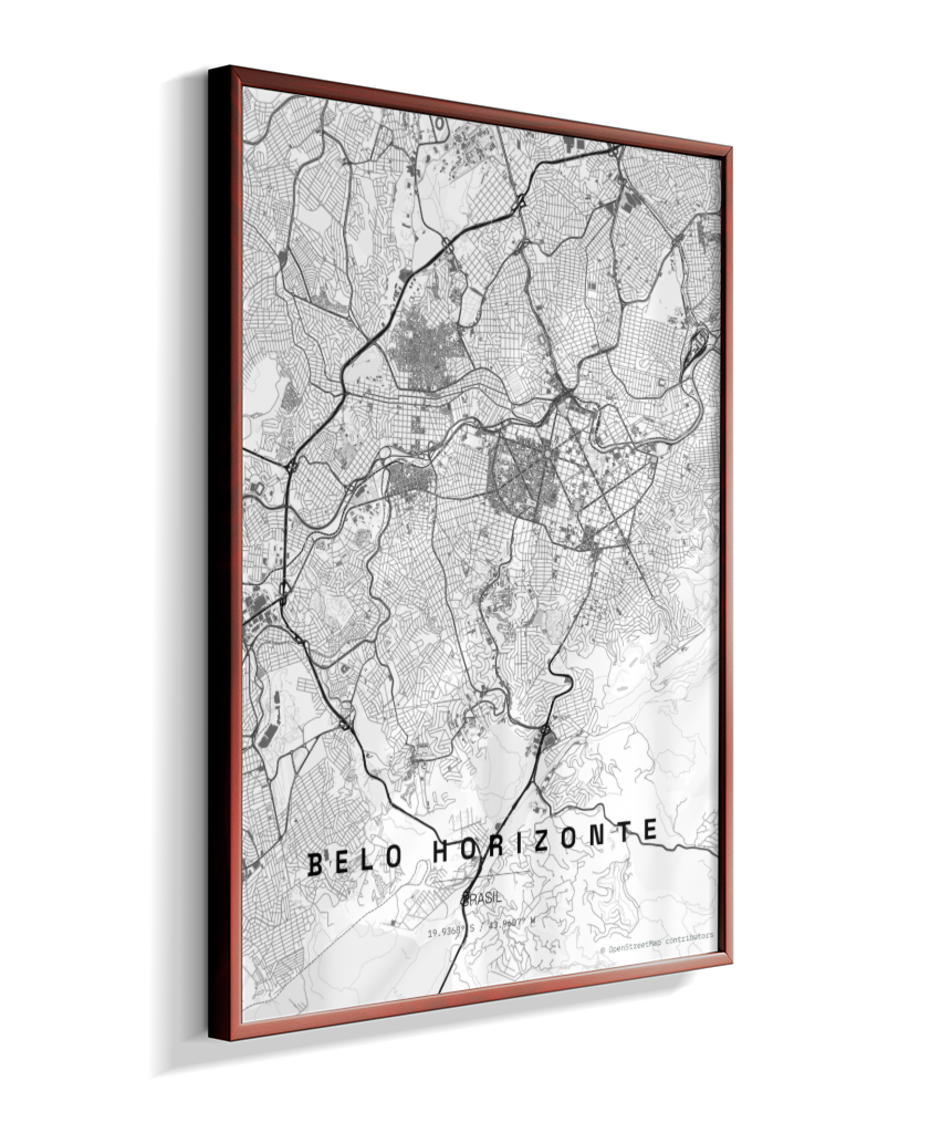 Quadro Mapa de Belo Horizonte - Vertical