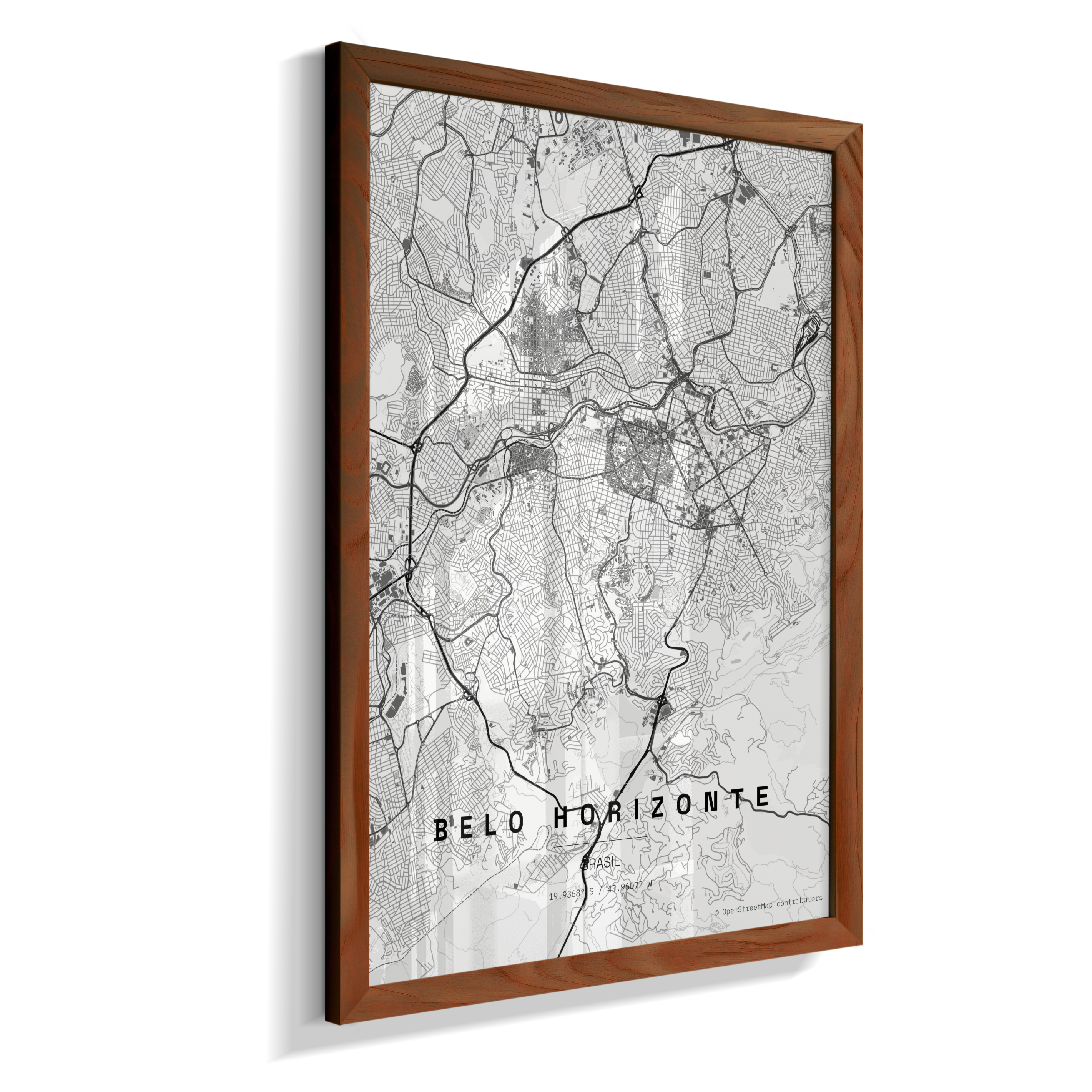Quadro Mapa de Belo Horizonte - Vertical