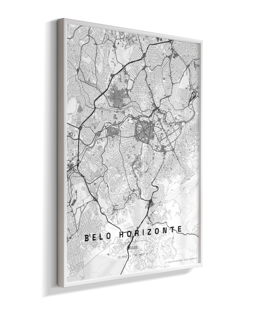 Quadro Mapa de Belo Horizonte - Vertical