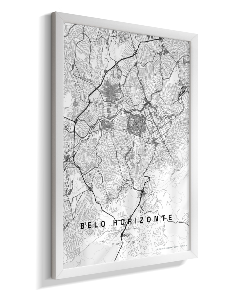 Quadro Mapa de Belo Horizonte - Vertical