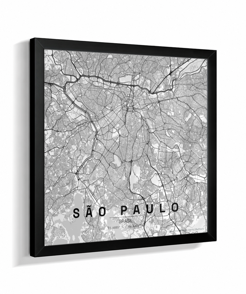 Quadro Mapa de São Paulo - Quadrado