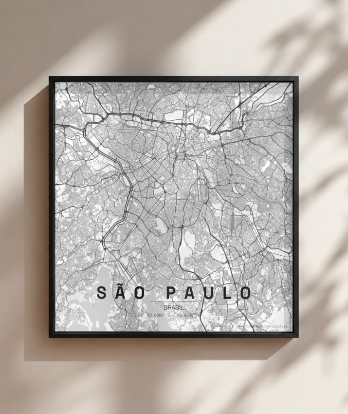 Quadro Quadrado Mapa de São Paulo