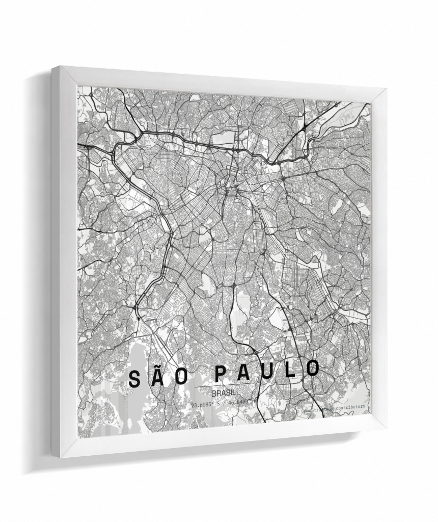 Quadro Mapa de São Paulo - Quadrado