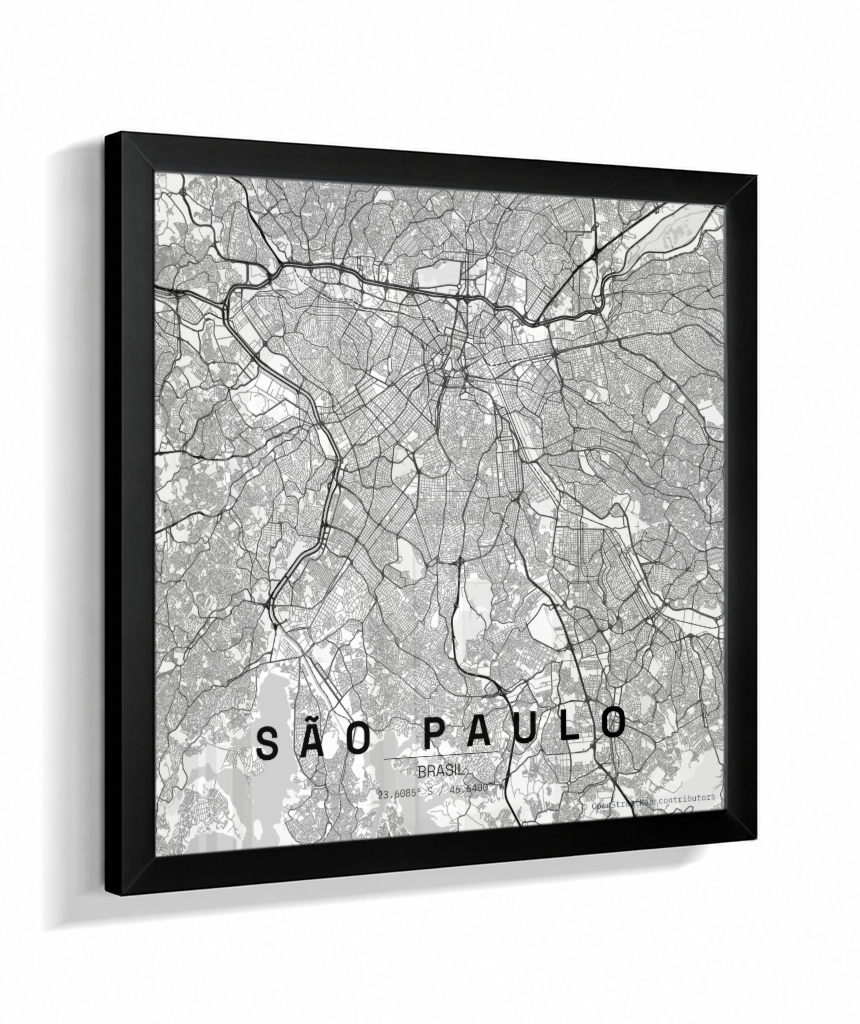 Quadro Mapa de São Paulo - Quadrado