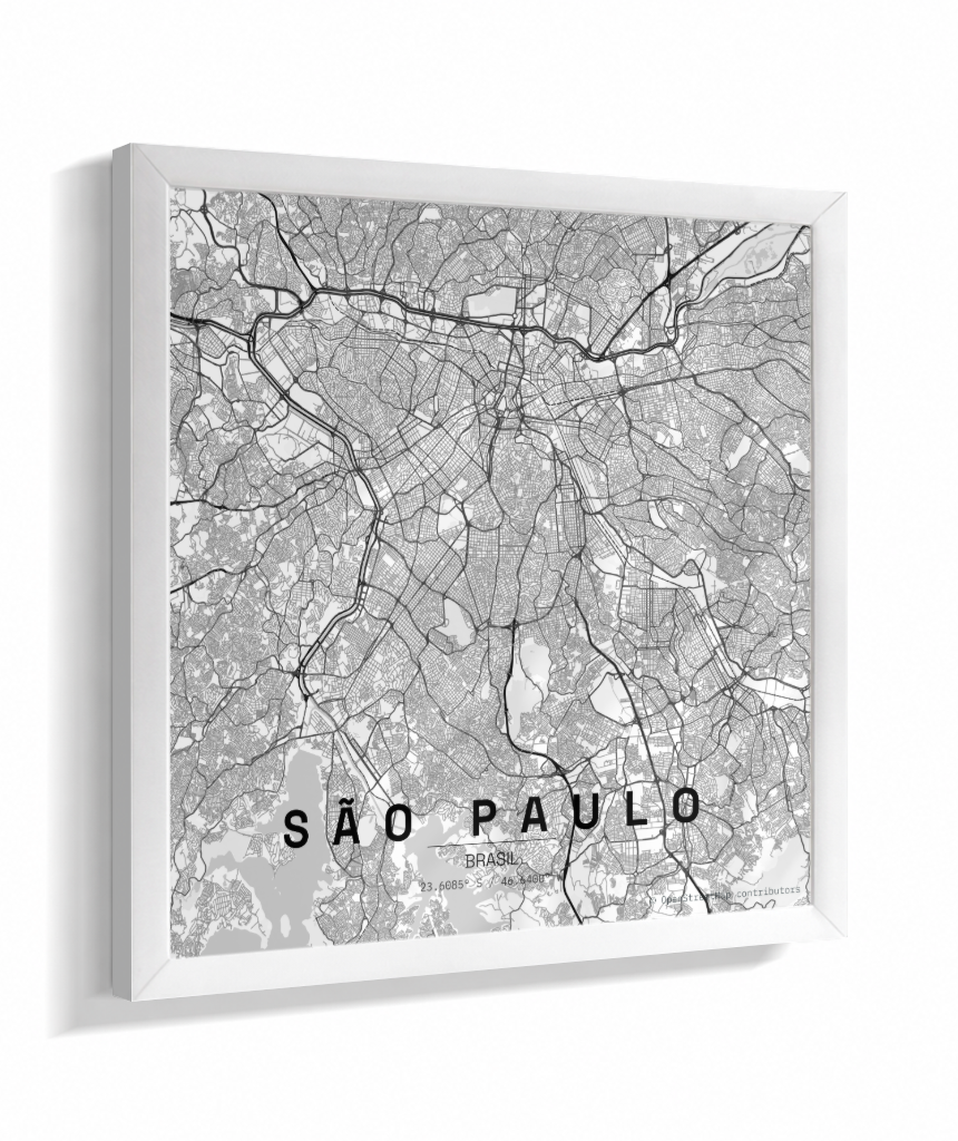 Quadro Mapa de São Paulo - Quadrado