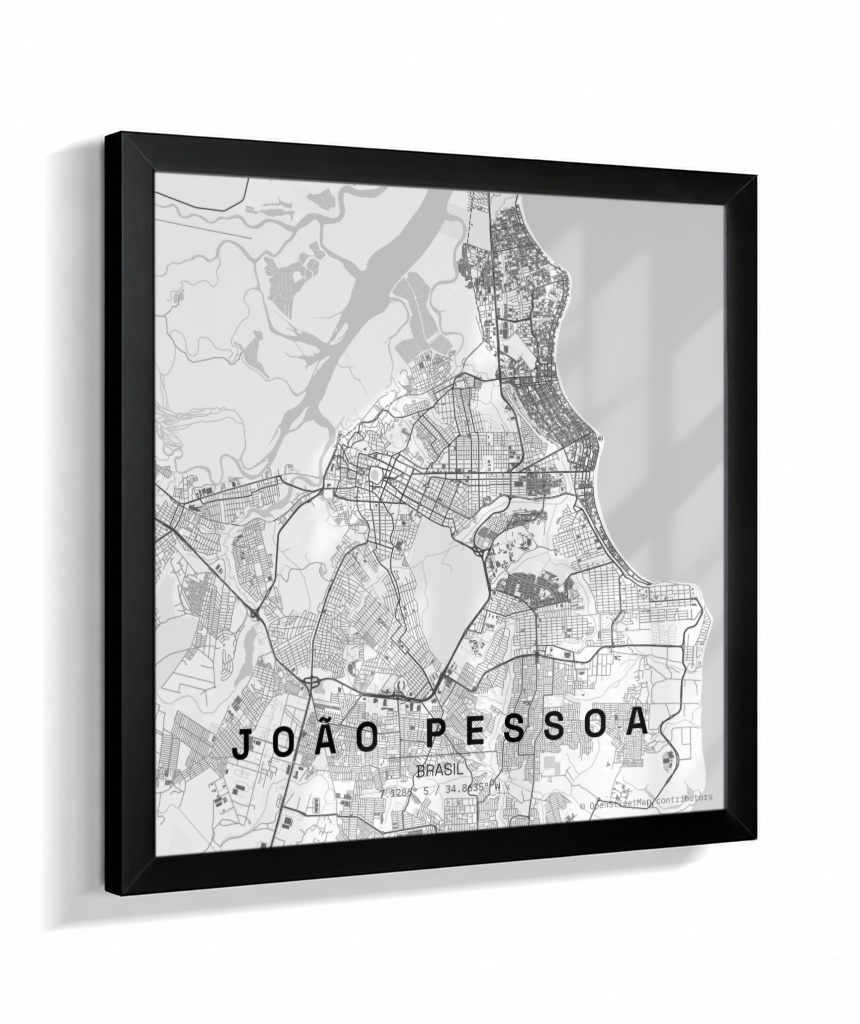 Quadro Mapa de João Pessoa - Quadrado