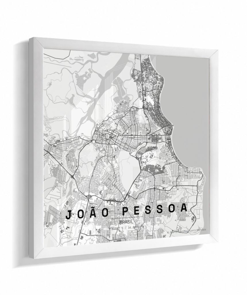 Quadro Mapa de João Pessoa - Quadrado