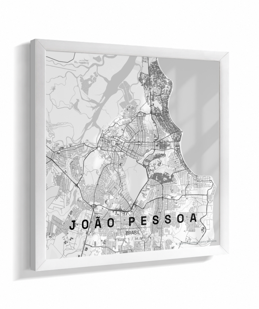 Quadro Mapa de João Pessoa - Quadrado