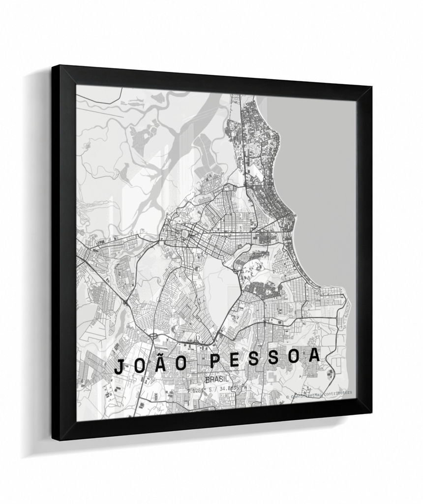 Quadro Mapa de João Pessoa - Quadrado