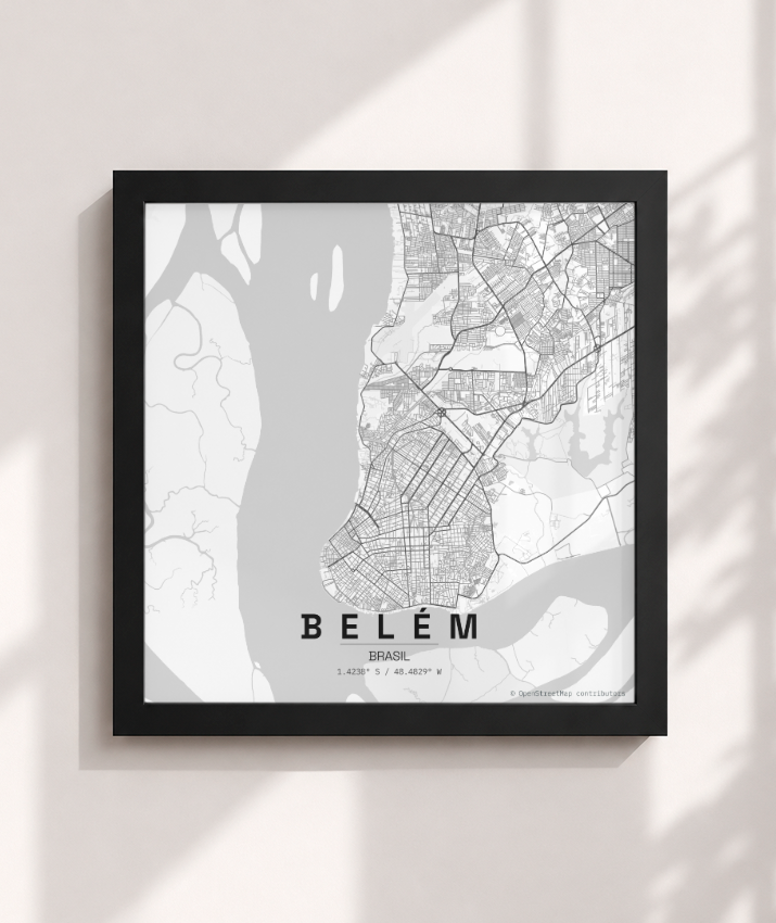 Quadro Mapa de Belém - Quadrado