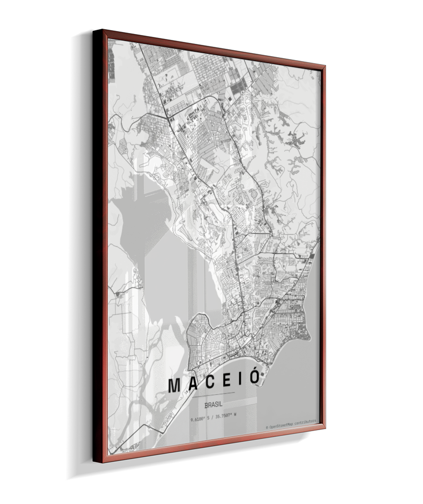 Quadro Mapa de Maceió - Vertical