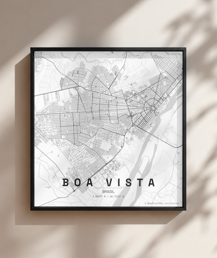 Quadro Mapa de Boa Vista - Quadrado