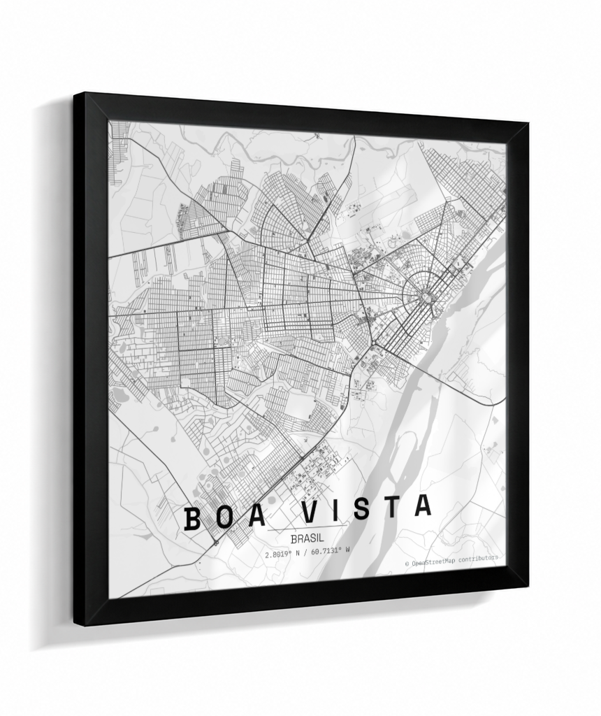 Quadro Mapa de Boa Vista - Quadrado