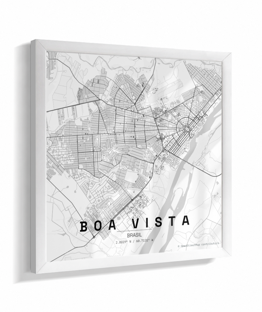 Quadro Mapa de Boa Vista - Quadrado