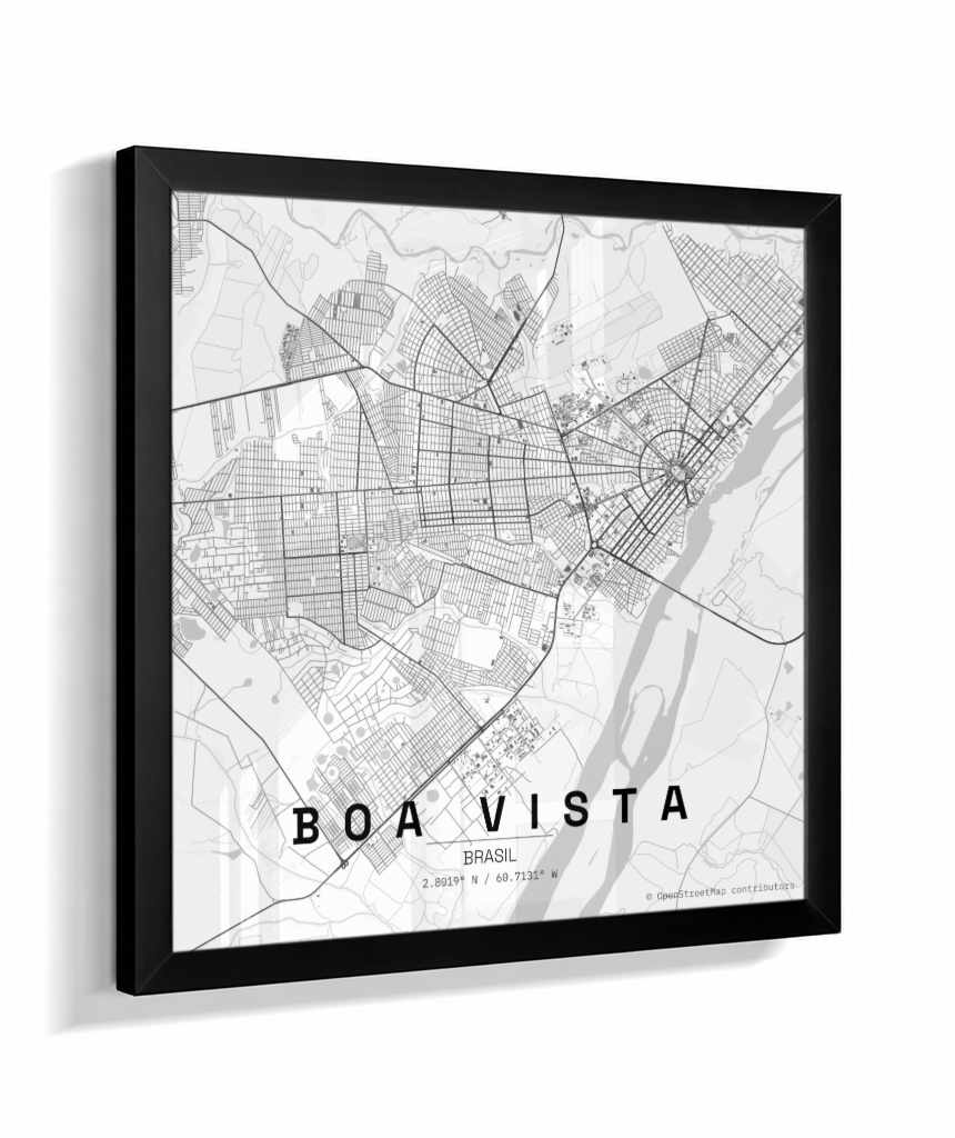 Quadro Mapa de Boa Vista - Quadrado