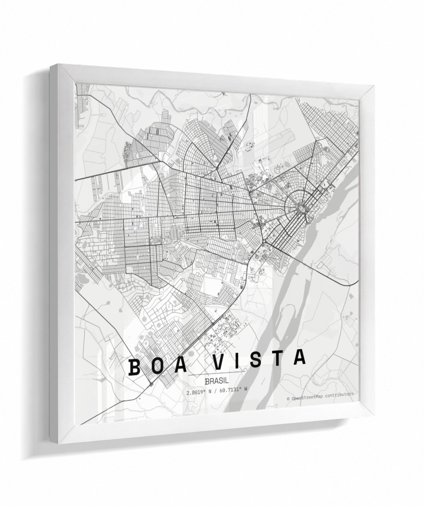 Quadro Mapa de Boa Vista - Quadrado