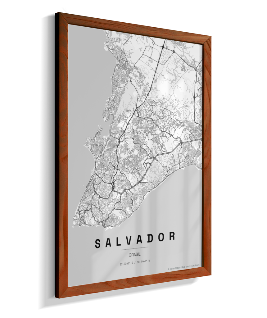 Quadro Mapa de Salvador - Vertical