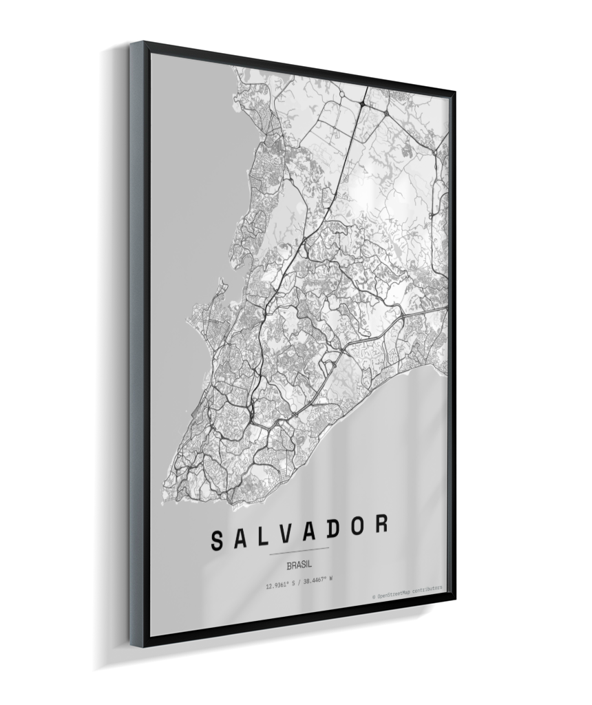 Quadro Mapa de Salvador - Vertical