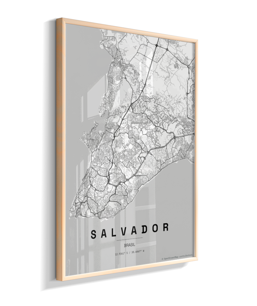 Quadro Mapa de Salvador - Vertical