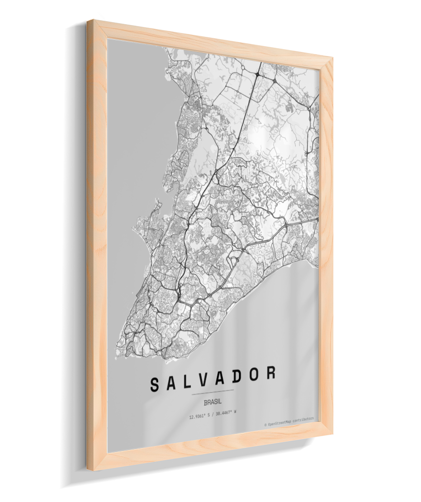 Quadro Mapa de Salvador - Vertical
