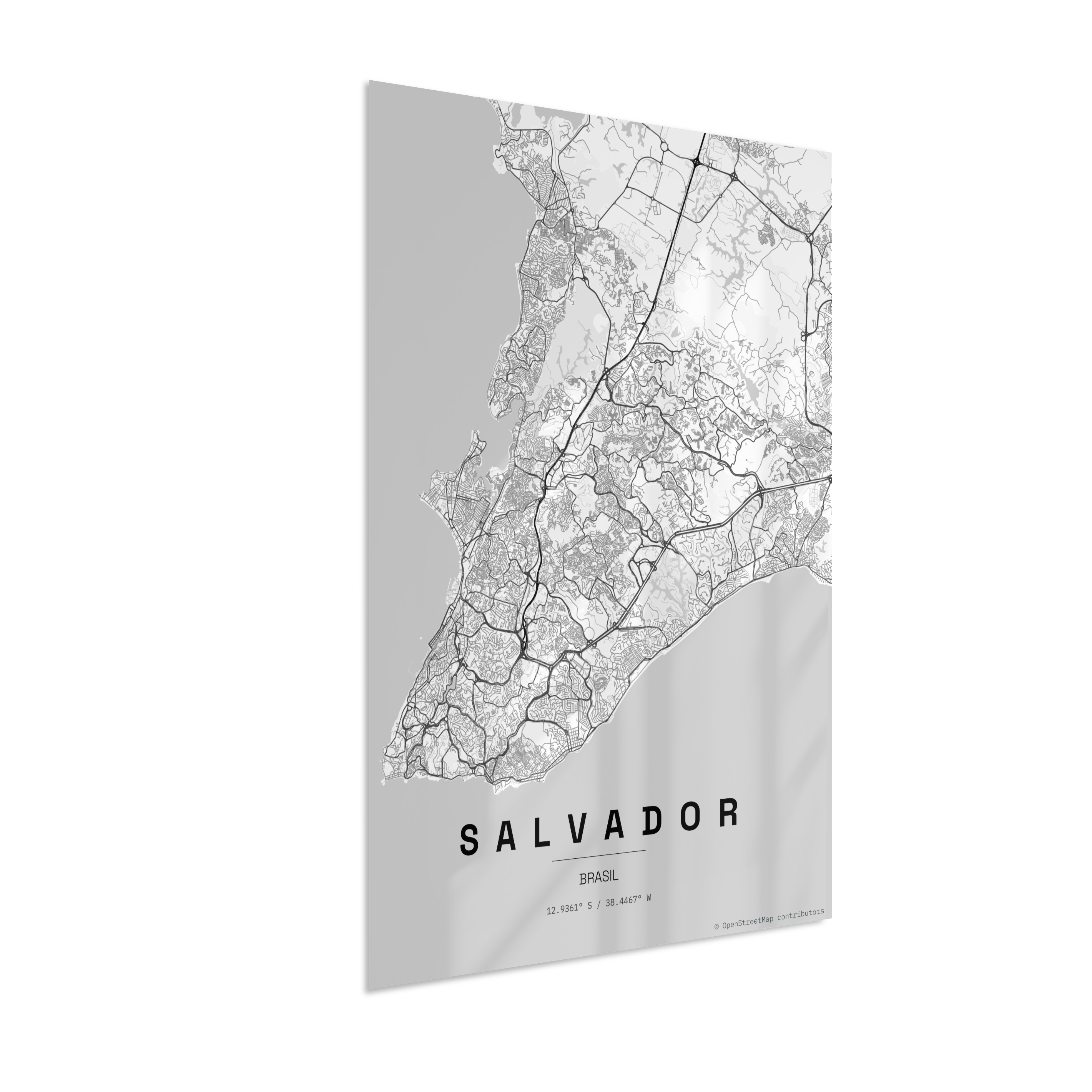 Quadro Mapa de Salvador - Vertical