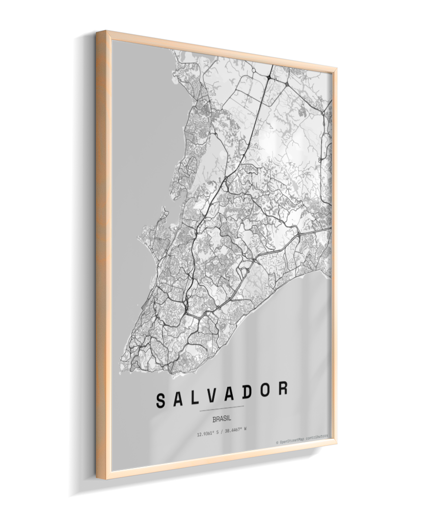 Quadro Mapa de Salvador - Vertical