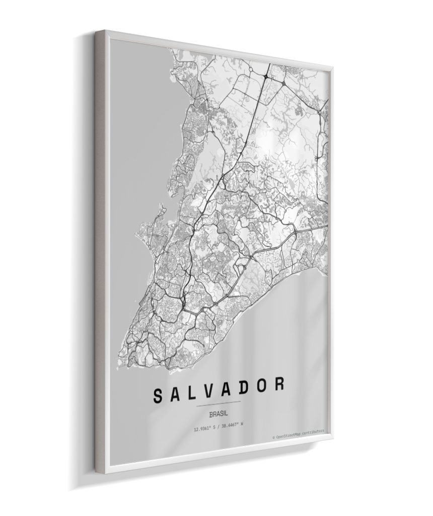 Quadro Mapa de Salvador - Vertical