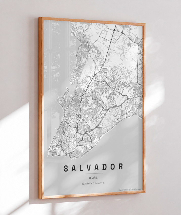 Quadro Mapa de Salvador - Vertical