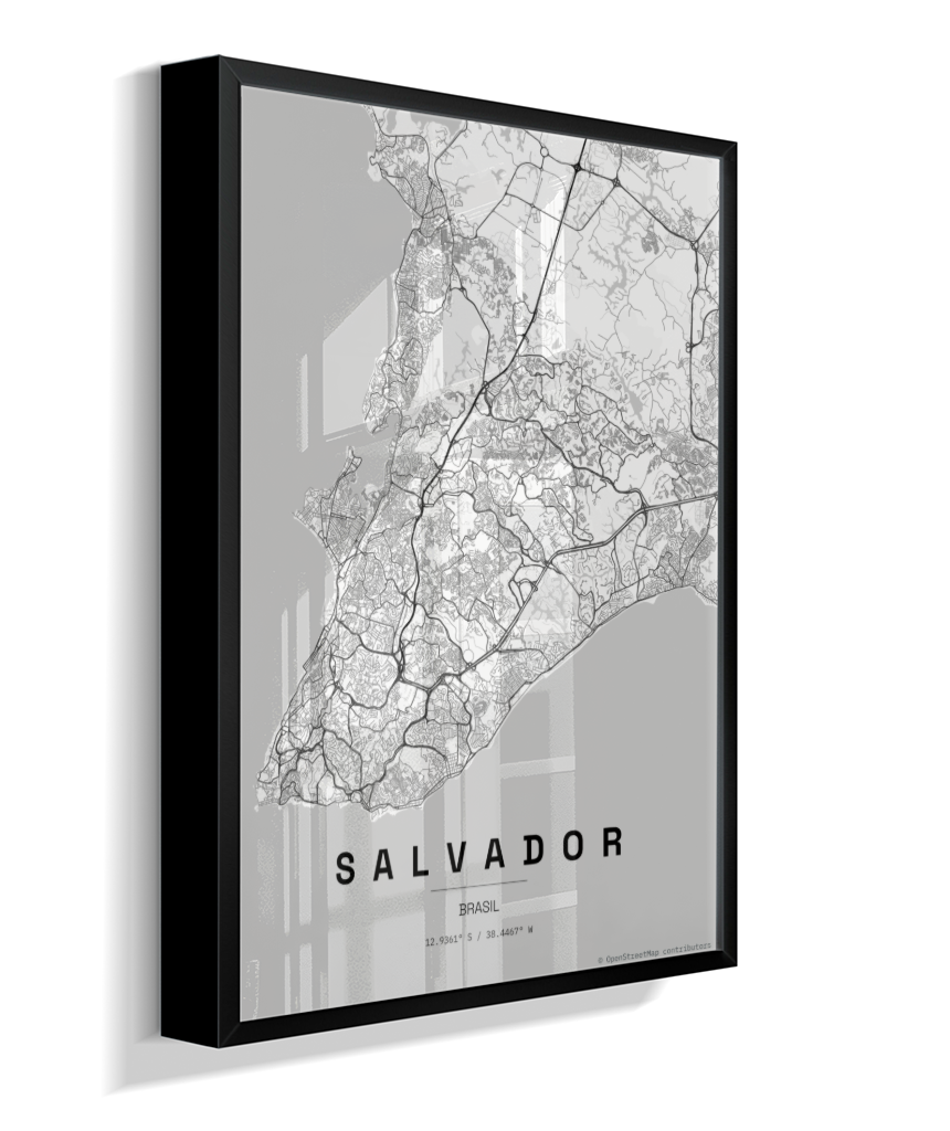 Quadro Mapa de Salvador - Vertical