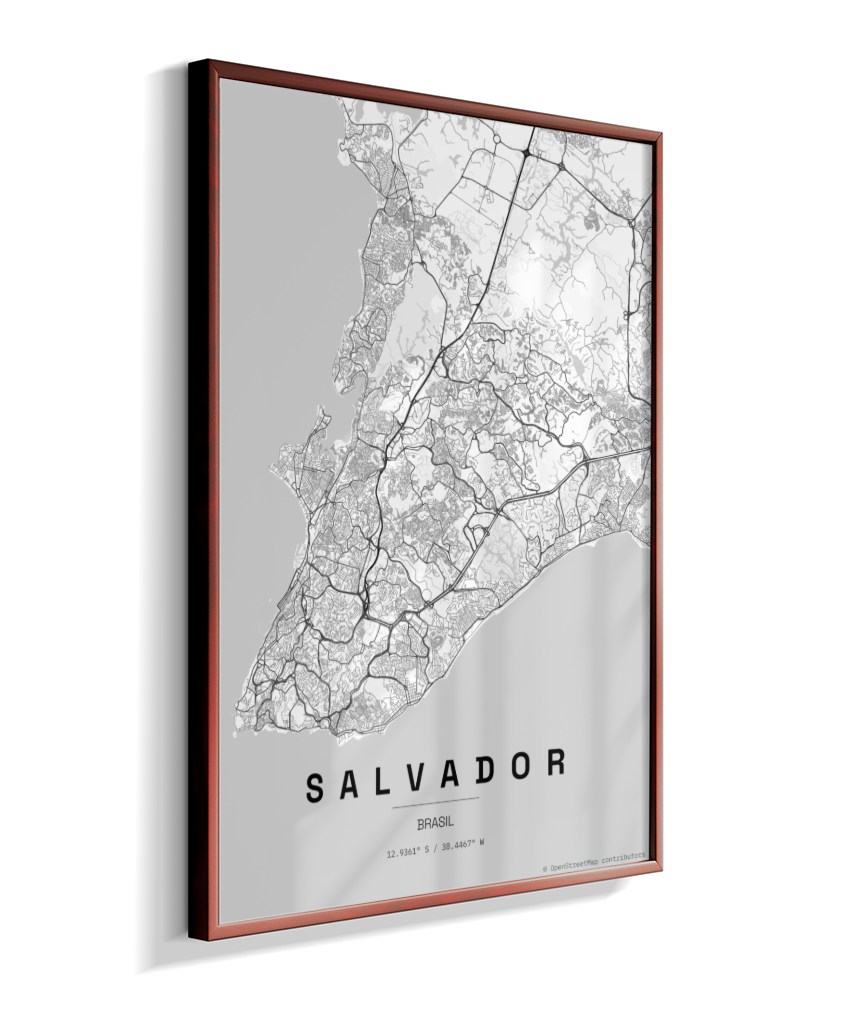 Quadro Mapa de Salvador - Vertical