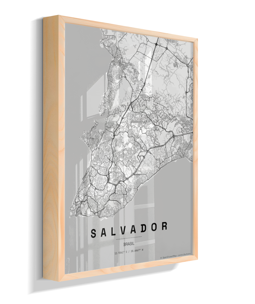 Quadro Mapa de Salvador - Vertical