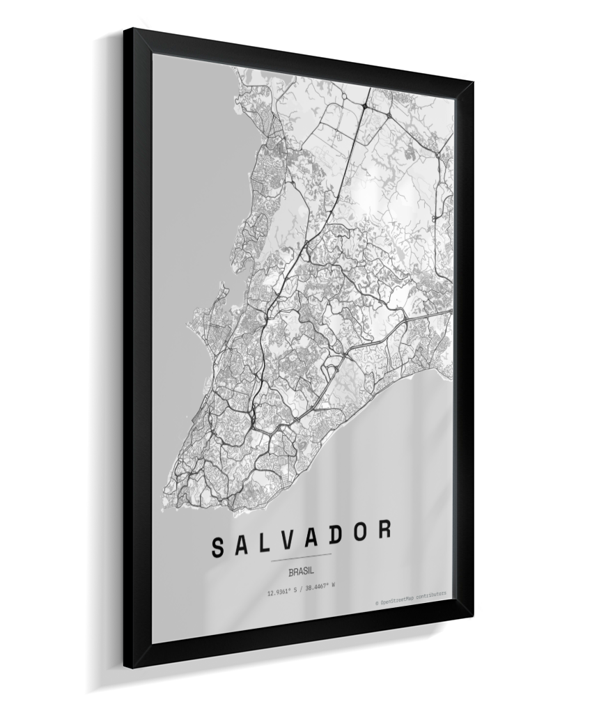 Quadro Mapa de Salvador - Vertical