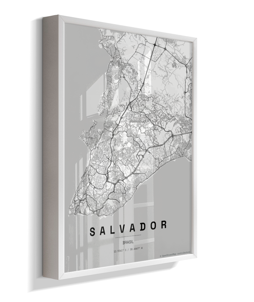 Quadro Mapa de Salvador - Vertical