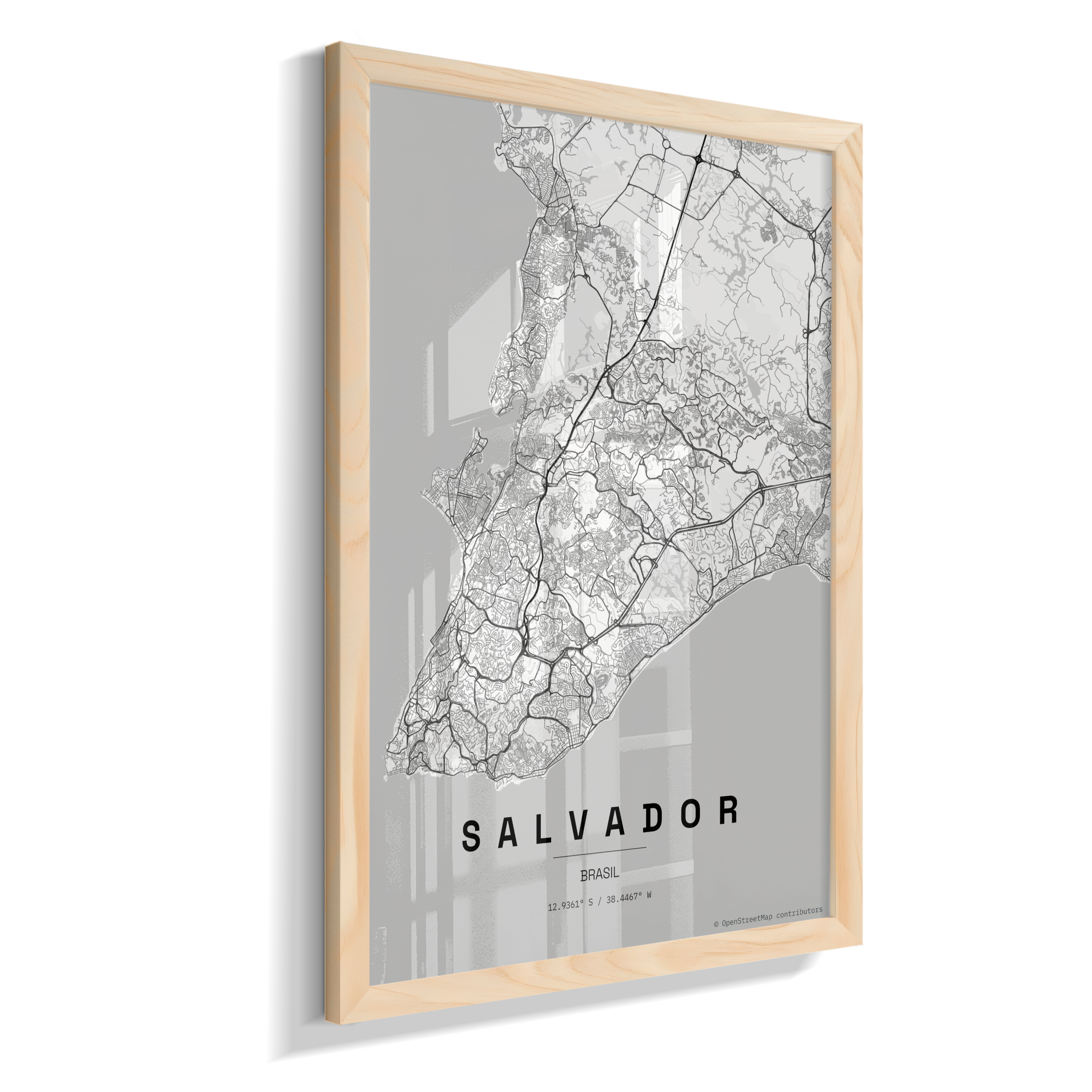 Quadro Mapa de Salvador - Vertical