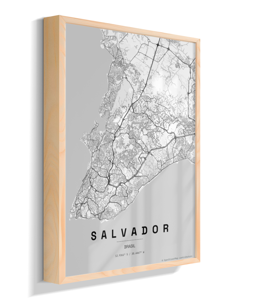 Quadro Mapa de Salvador - Vertical