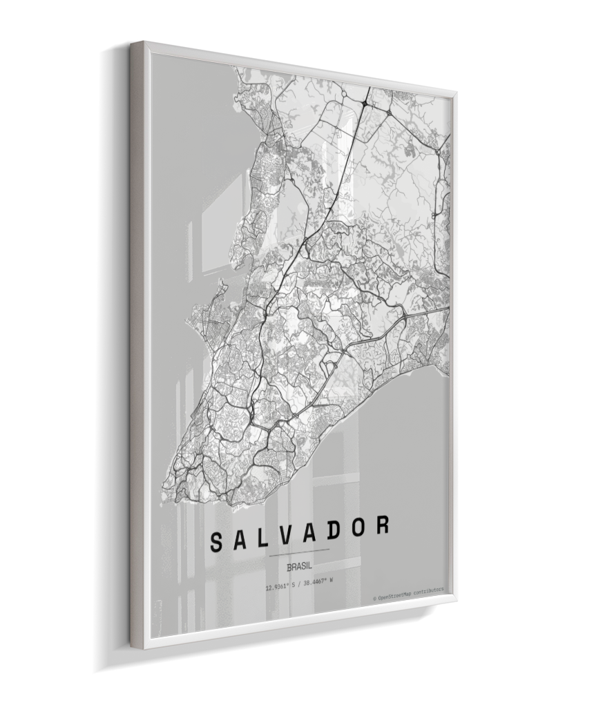Quadro Mapa de Salvador - Vertical
