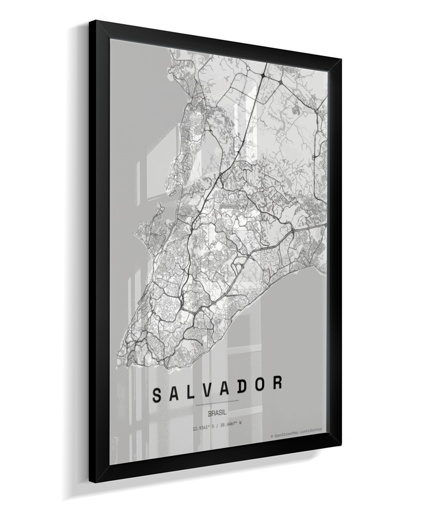 Quadro Mapa de Salvador - Vertical