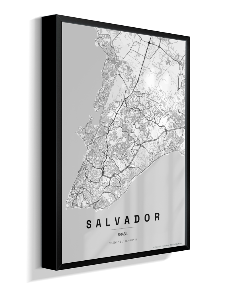 Quadro Mapa de Salvador - Vertical