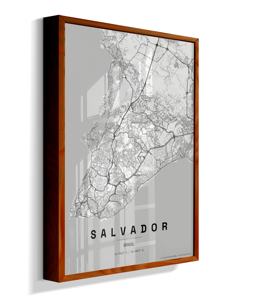 Quadro Mapa de Salvador - Vertical