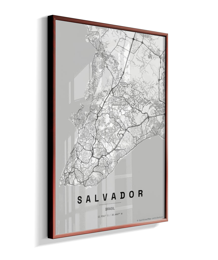 Quadro Mapa de Salvador - Vertical